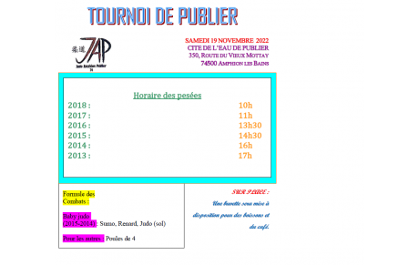 Tournoi de Publier - 19 Novembre 2022